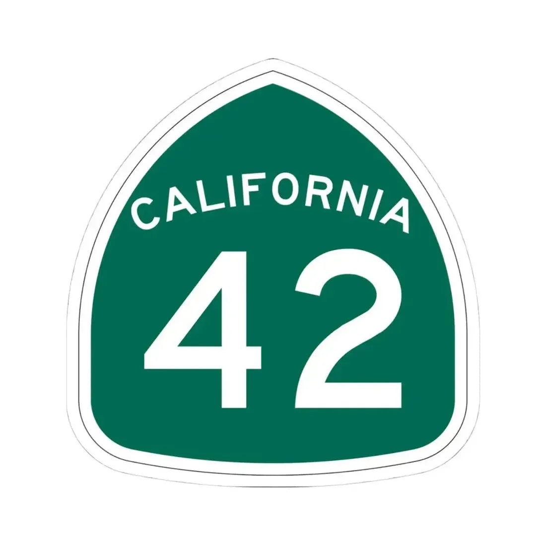 California 42 (California) (Road Sign) STICKER Vinyl Kiss-Cut Decal 4 Inch White - The Sticker Space