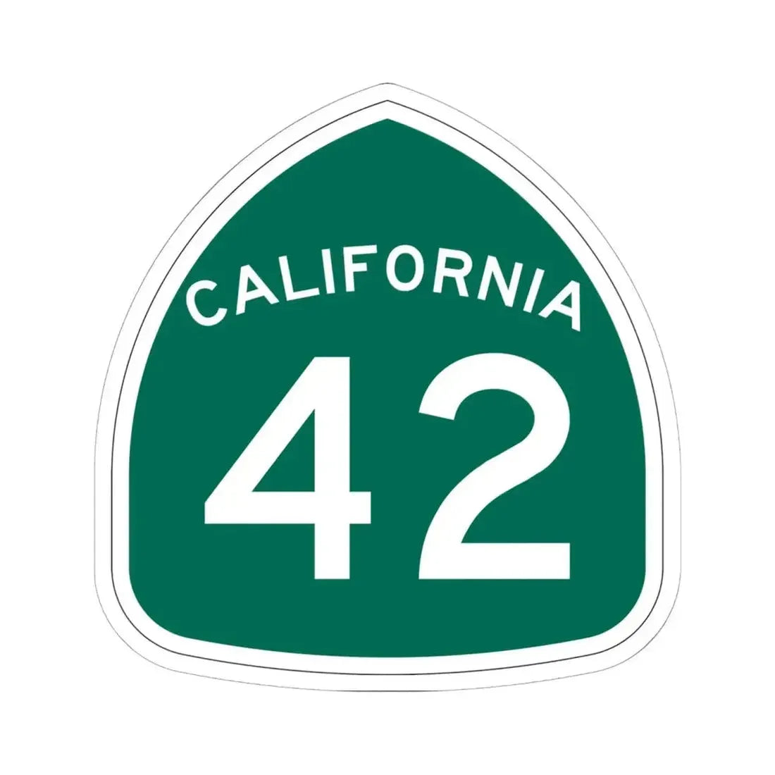 California 42 (California) (Road Sign) STICKER Vinyl Kiss-Cut Decal 6 Inch White - The Sticker Space