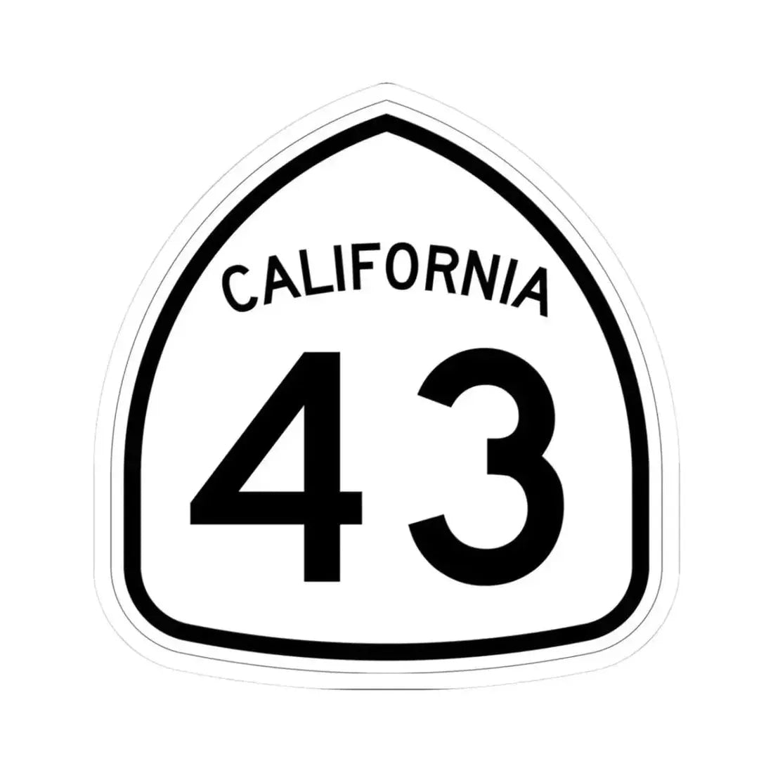 California 43 1957 (California) (Road Sign) STICKER Vinyl Kiss-Cut Decal 3 Inch White - The Sticker Space