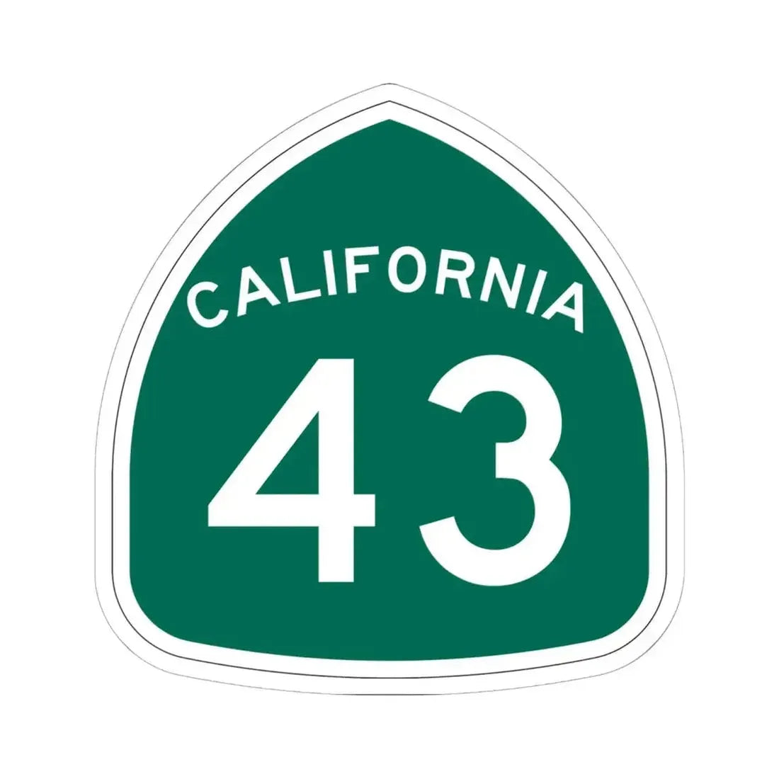 California 43 (California) (Road Sign) STICKER Vinyl Kiss-Cut Decal 6 Inch White - The Sticker Space