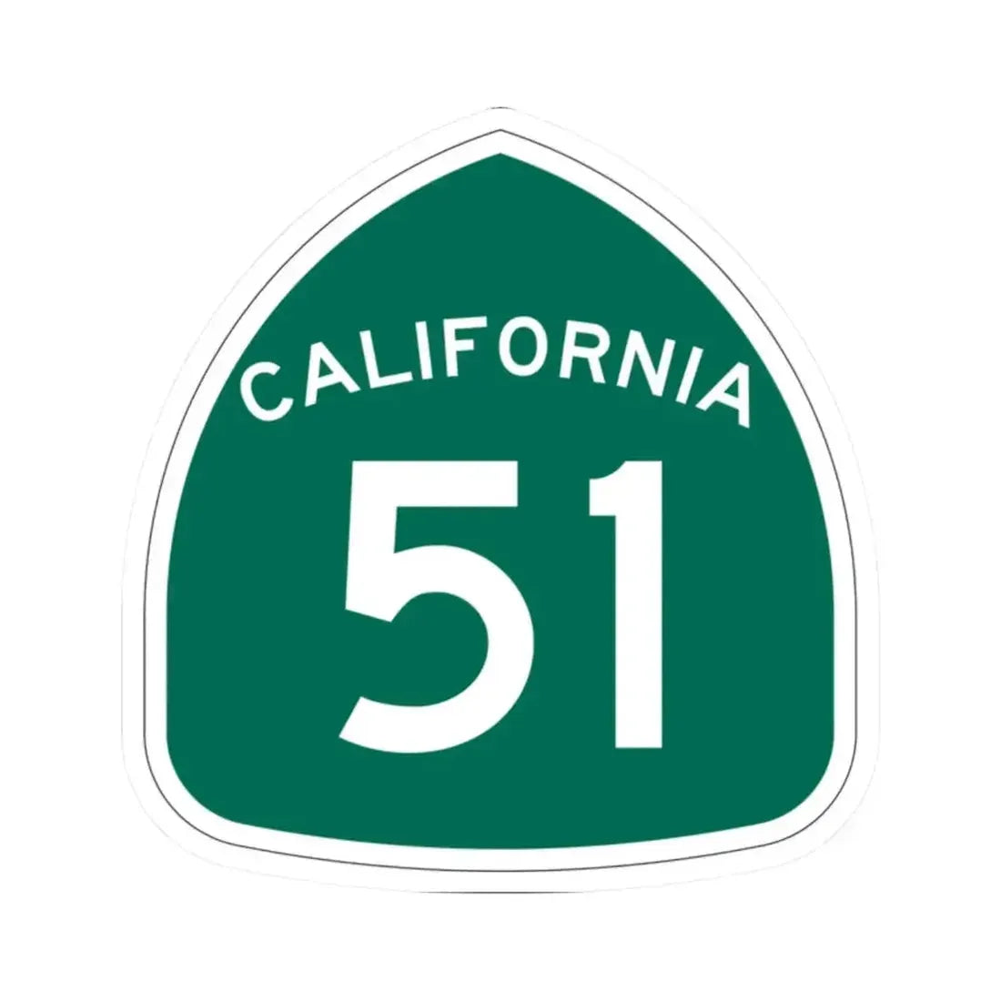 California 51 (California) (Road Sign) STICKER Vinyl Kiss-Cut Decal 2 Inch White - The Sticker Space