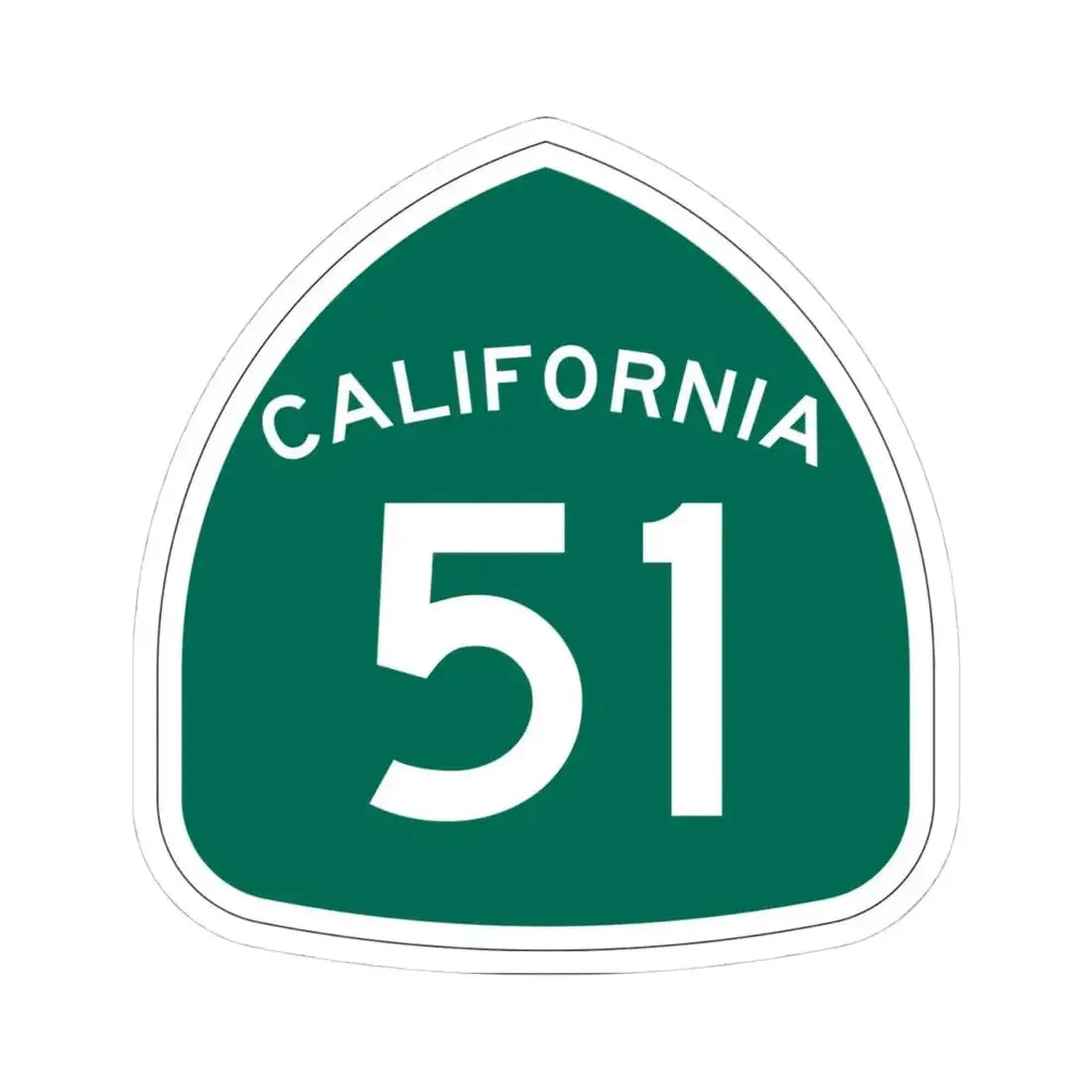 California 51 (California) (Road Sign) STICKER Vinyl Kiss-Cut Decal 4 Inch White - The Sticker Space