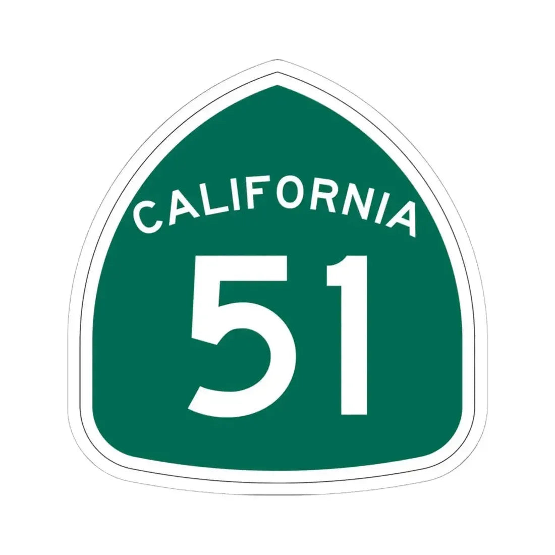 California 51 (California) (Road Sign) STICKER Vinyl Kiss-Cut Decal 6 Inch White - The Sticker Space