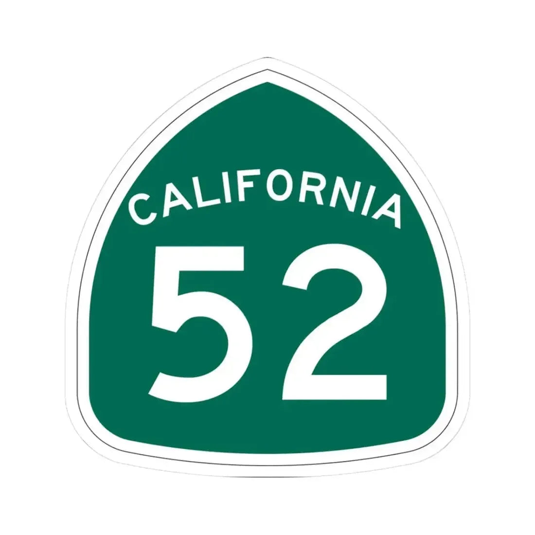 California 52 (California) (Road Sign) STICKER Vinyl Kiss-Cut Decal 3 Inch White - The Sticker Space