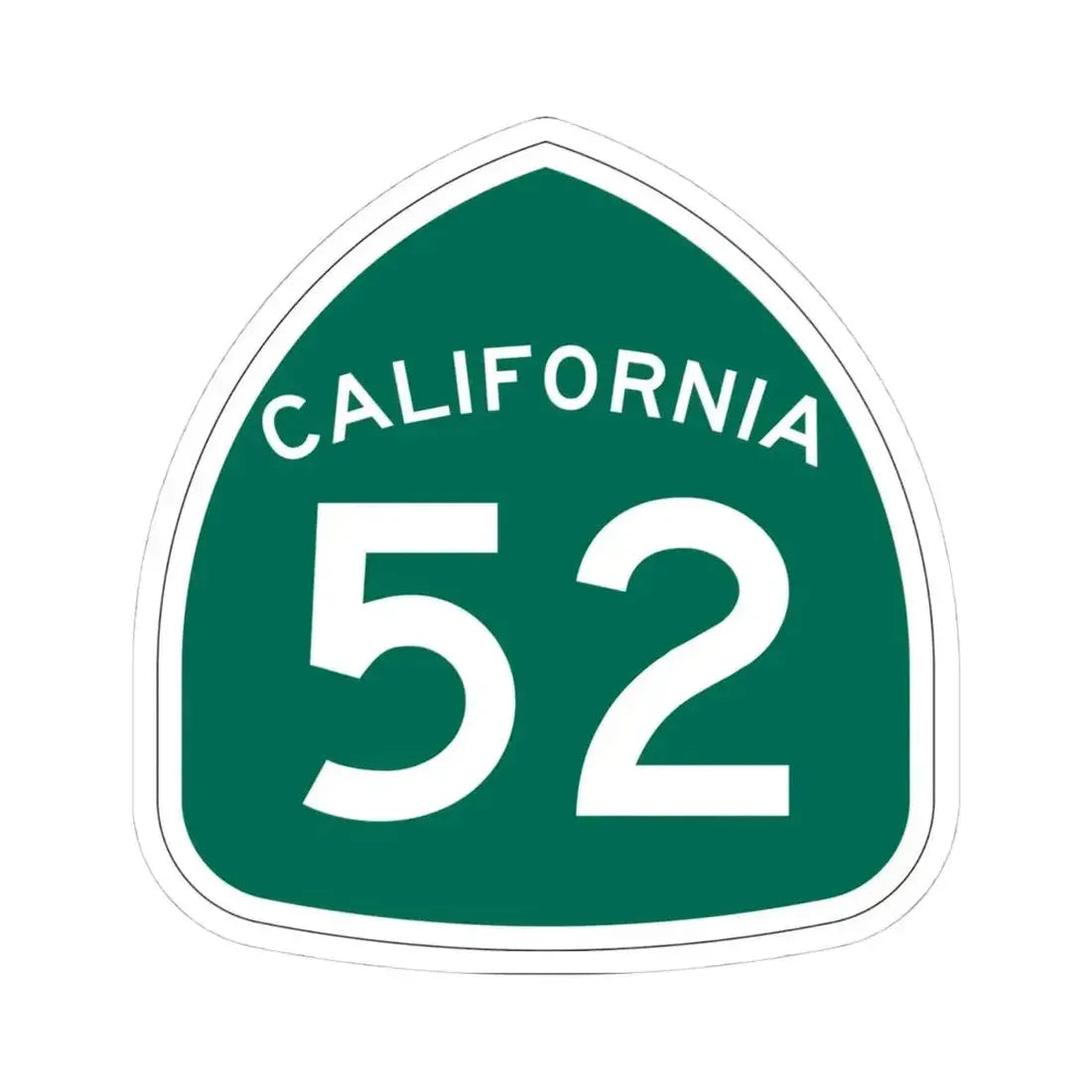 California 52 (California) (Road Sign) STICKER Vinyl Kiss-Cut Decal 4 Inch White - The Sticker Space