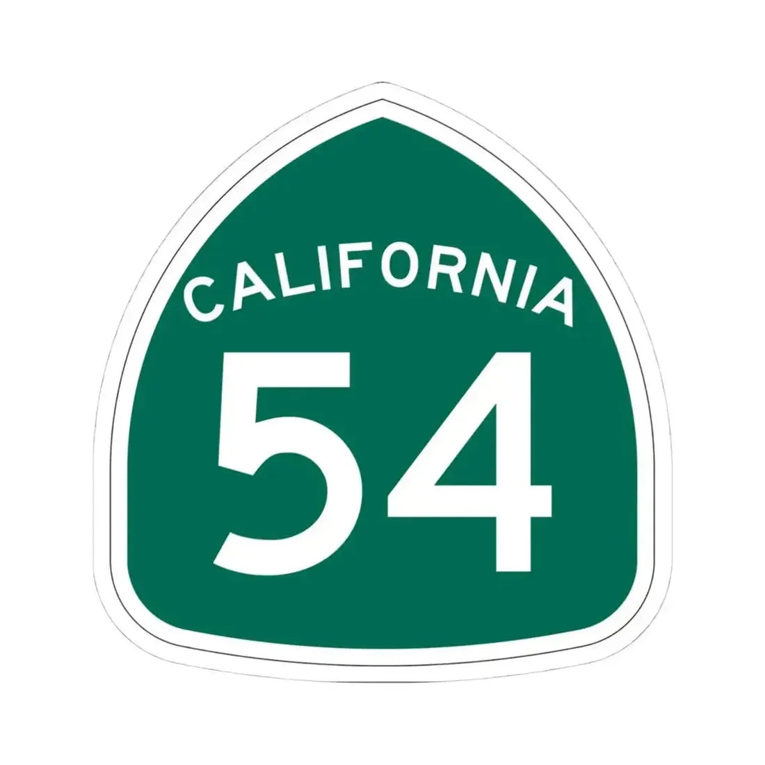 California 54 (California) (Road Sign) STICKER Vinyl Kiss-Cut Decal 4 Inch White - The Sticker Space