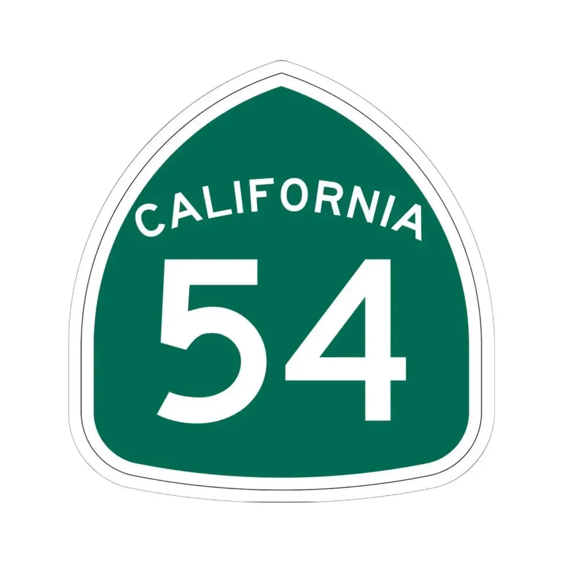 California 54 (California) (Road Sign) STICKER Vinyl Kiss-Cut Decal 6 Inch White - The Sticker Space