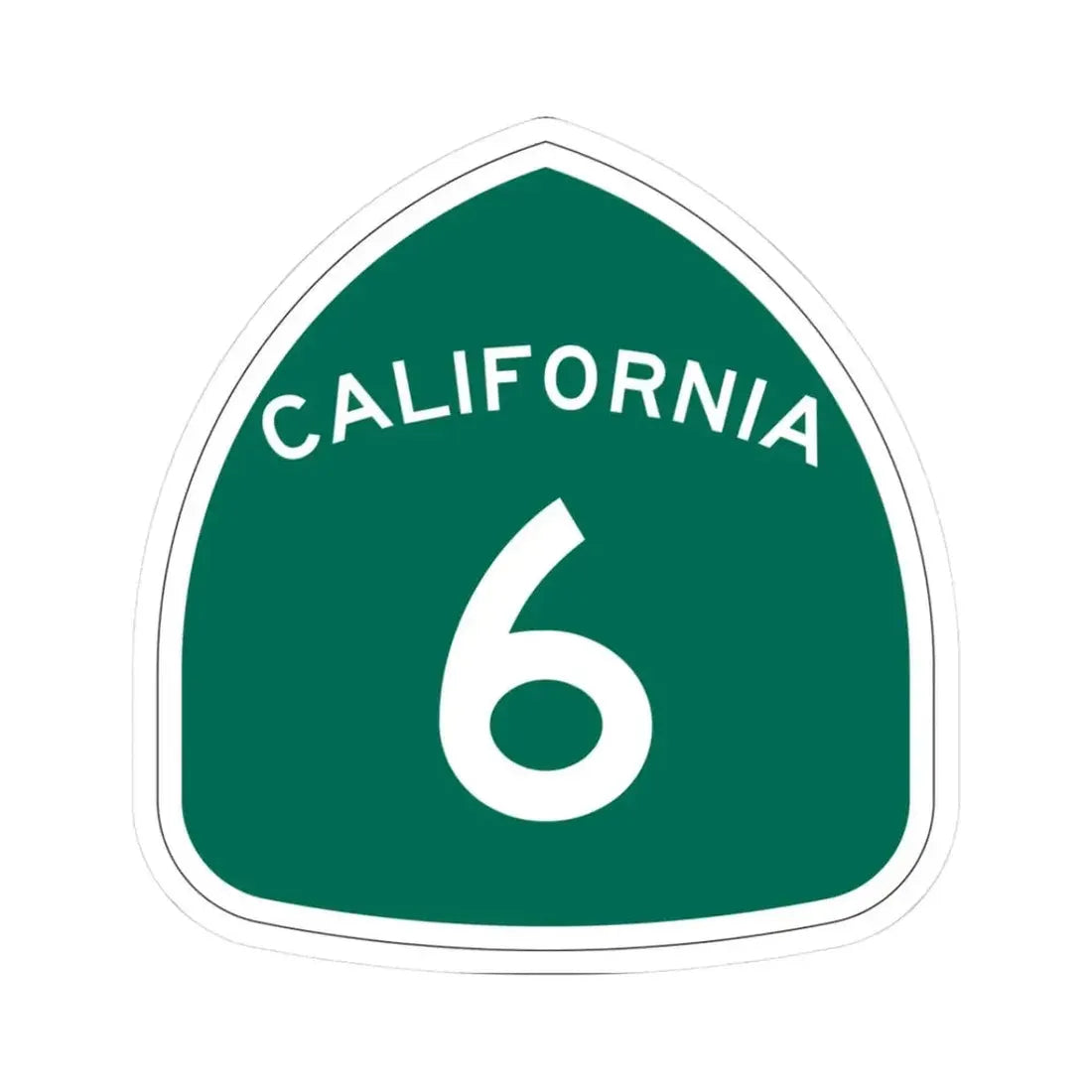 California 6 (California) (Road Sign) STICKER Vinyl Kiss-Cut Decal 3 Inch White - The Sticker Space