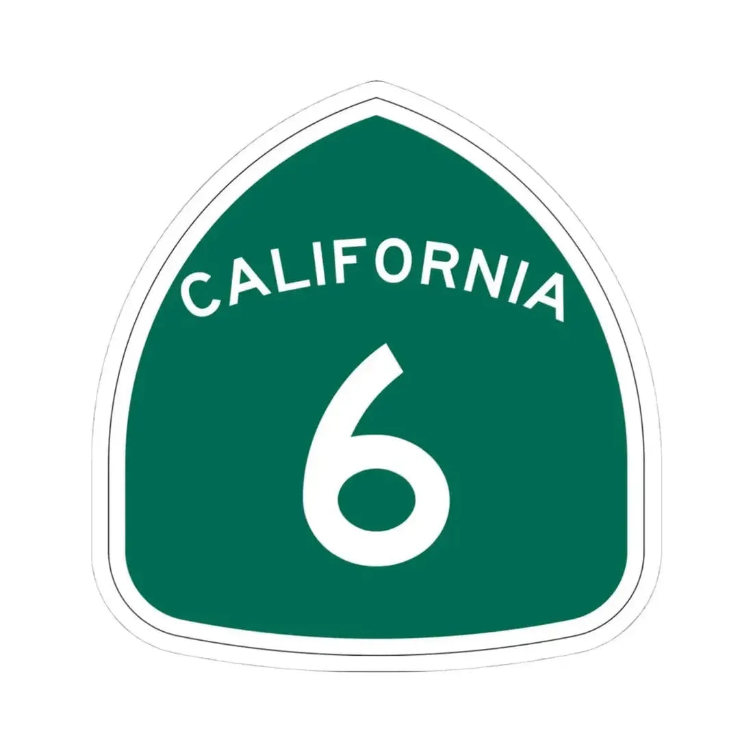 California 6 (California) (Road Sign) STICKER Vinyl Kiss-Cut Decal 4 Inch White - The Sticker Space