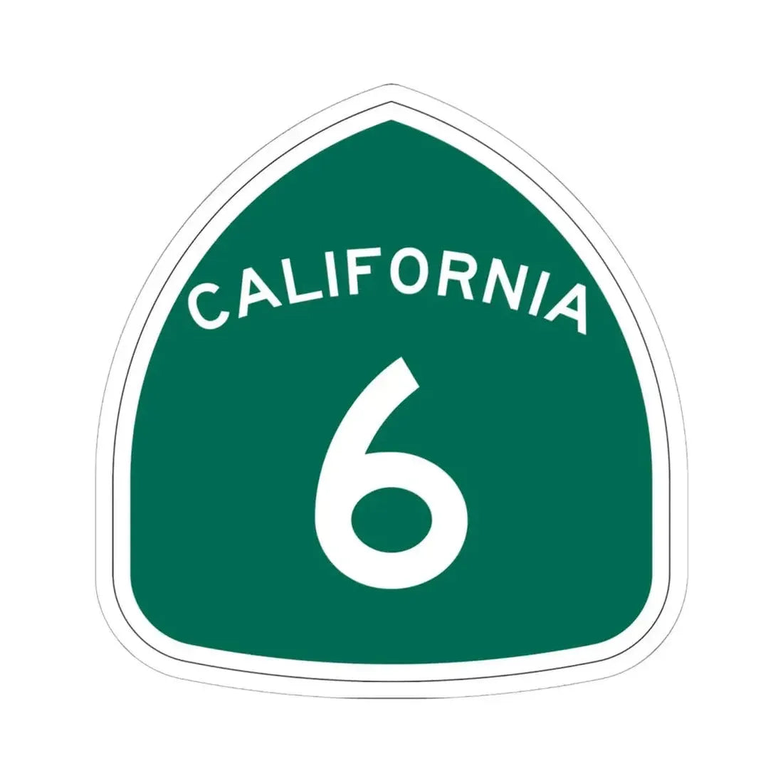 California 6 (California) (Road Sign) STICKER Vinyl Kiss-Cut Decal 6 Inch White - The Sticker Space