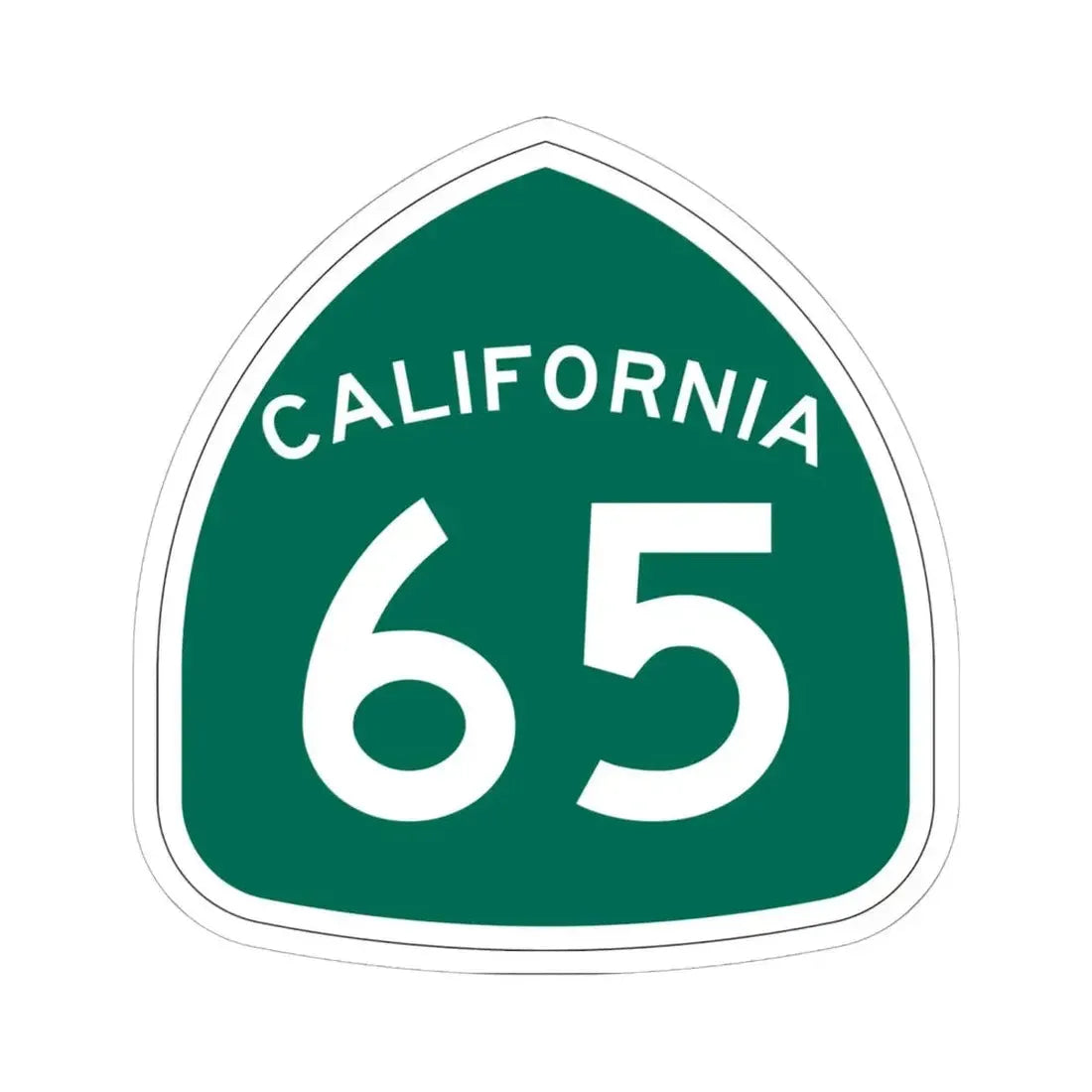 California 65 (California) (Road Sign) STICKER Vinyl Kiss-Cut Decal 6 Inch White - The Sticker Space