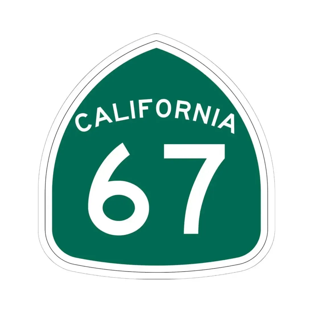 California 67 (California) (Road Sign) STICKER Vinyl Kiss-Cut Decal 6 Inch White - The Sticker Space