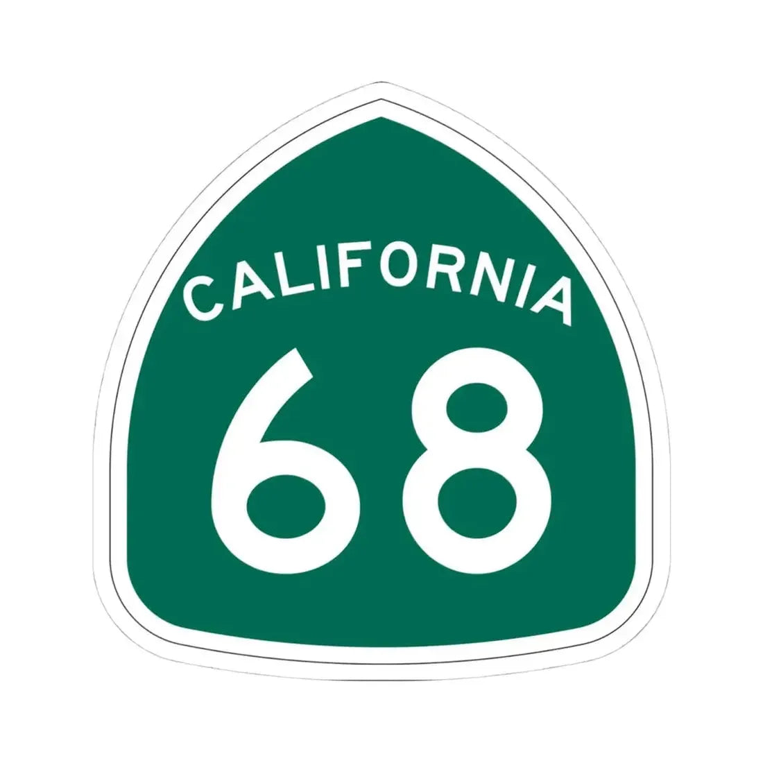 California 68 (California) (Road Sign) STICKER Vinyl Kiss-Cut Decal 4 Inch White - The Sticker Space