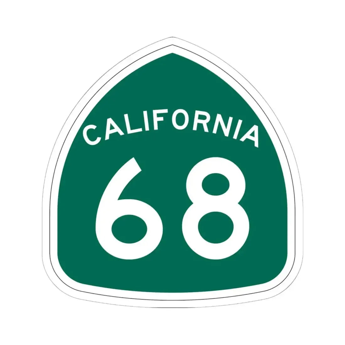 California 68 (California) (Road Sign) STICKER Vinyl Kiss-Cut Decal 6 Inch White - The Sticker Space