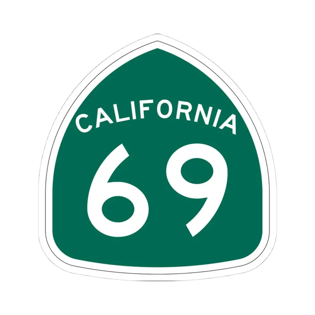 California 69 (California) (Road Sign) STICKER Vinyl Kiss-Cut Decal 4 Inch White - The Sticker Space