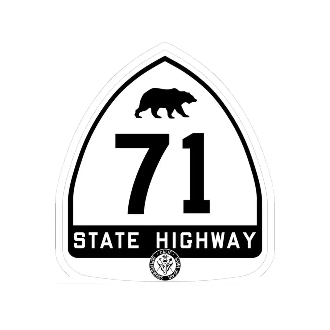California 71 1948 (California) (Road Sign) STICKER Vinyl Kiss-Cut Decal 3 Inch White - The Sticker Space