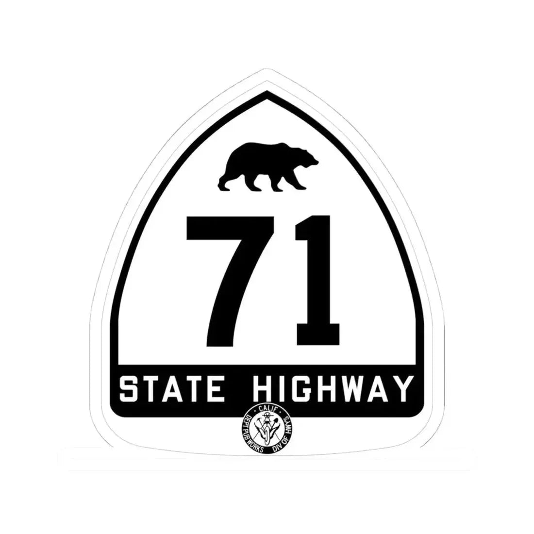 California 71 1948 (California) (Road Sign) STICKER Vinyl Kiss-Cut Decal 4 Inch White - The Sticker Space