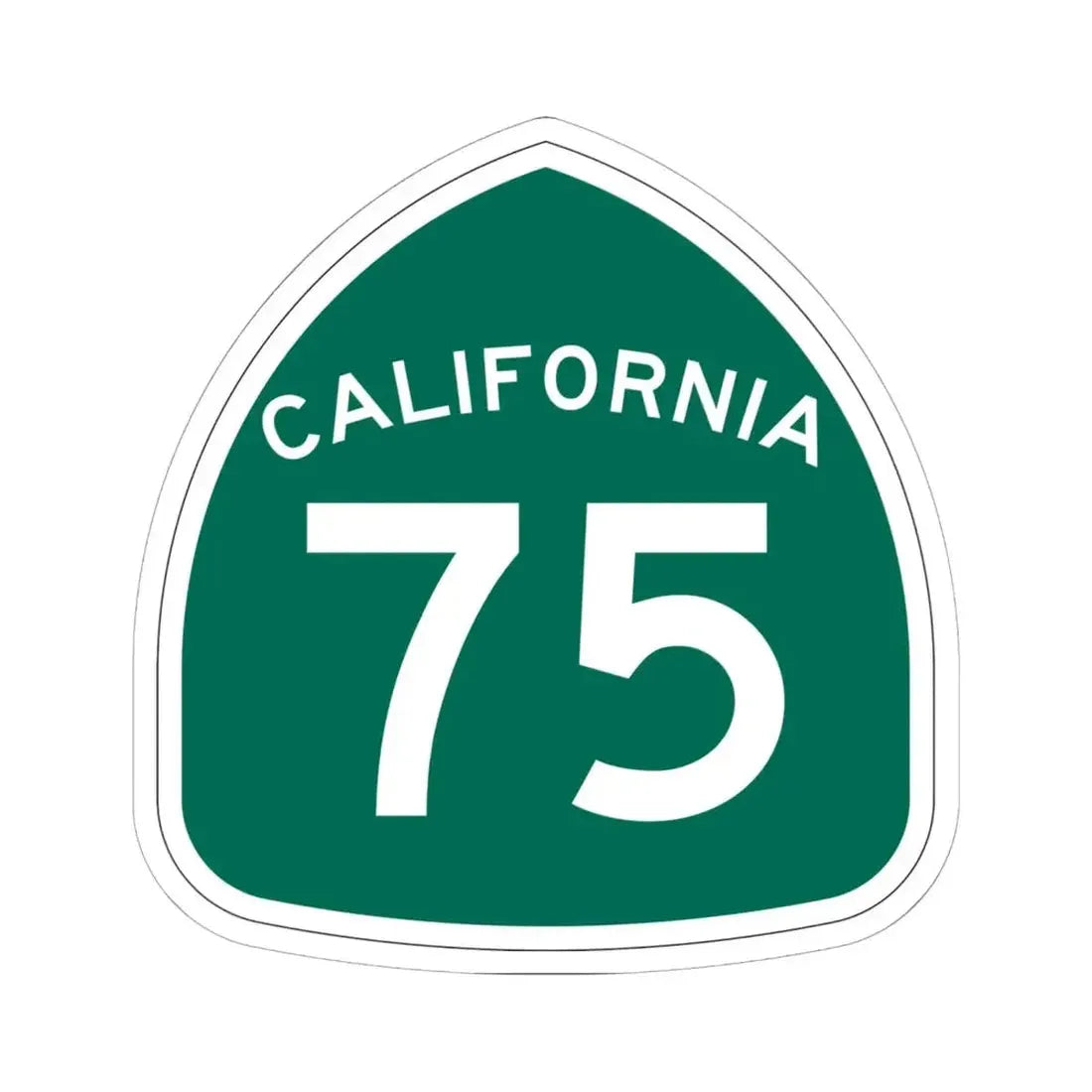 California 75 (California) (Road Sign) STICKER Vinyl Kiss-Cut Decal 6 Inch White - The Sticker Space
