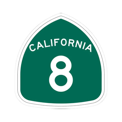 California 8 (California) (Road Sign) STICKER Vinyl Kiss-Cut Decal 3 Inch White - The Sticker Space