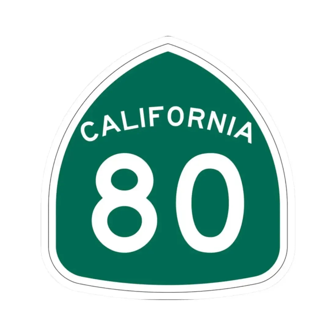California 80 (California) (Road Sign) STICKER Vinyl Kiss-Cut Decal 2 Inch White - The Sticker Space