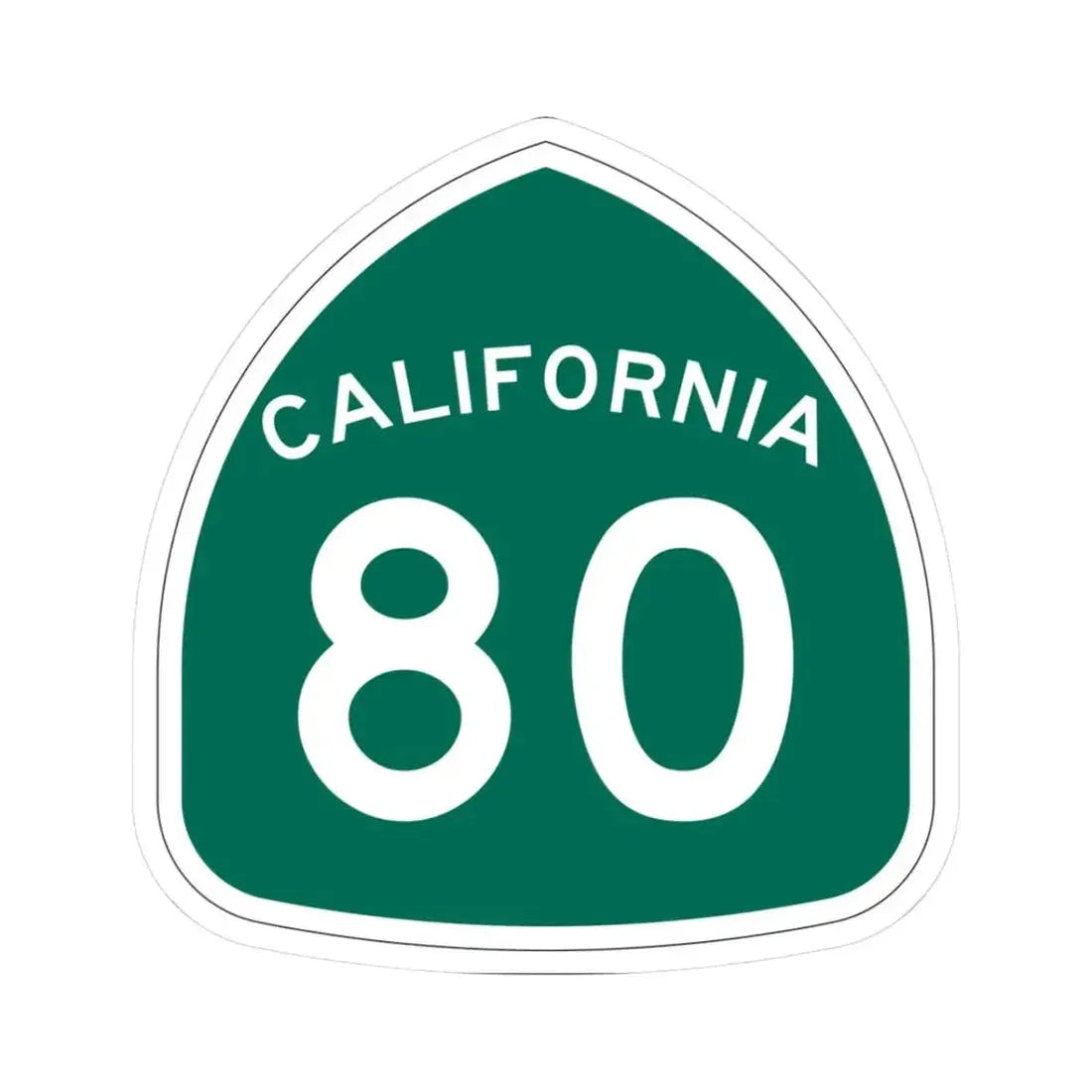 California 80 (California) (Road Sign) STICKER Vinyl Kiss-Cut Decal 3 Inch White - The Sticker Space