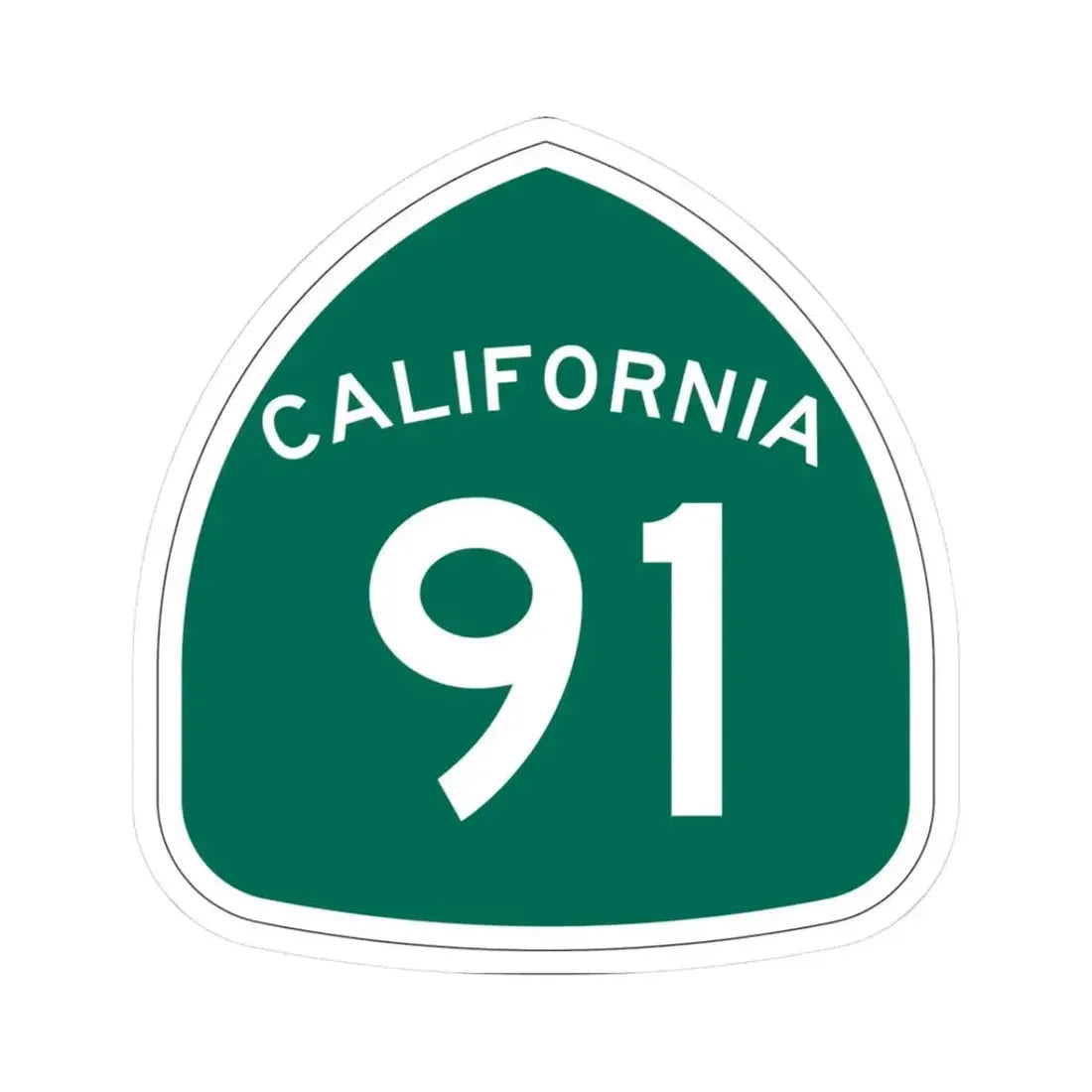 California 91 (California) (Road Sign) STICKER Vinyl Kiss-Cut Decal 3 Inch White - The Sticker Space