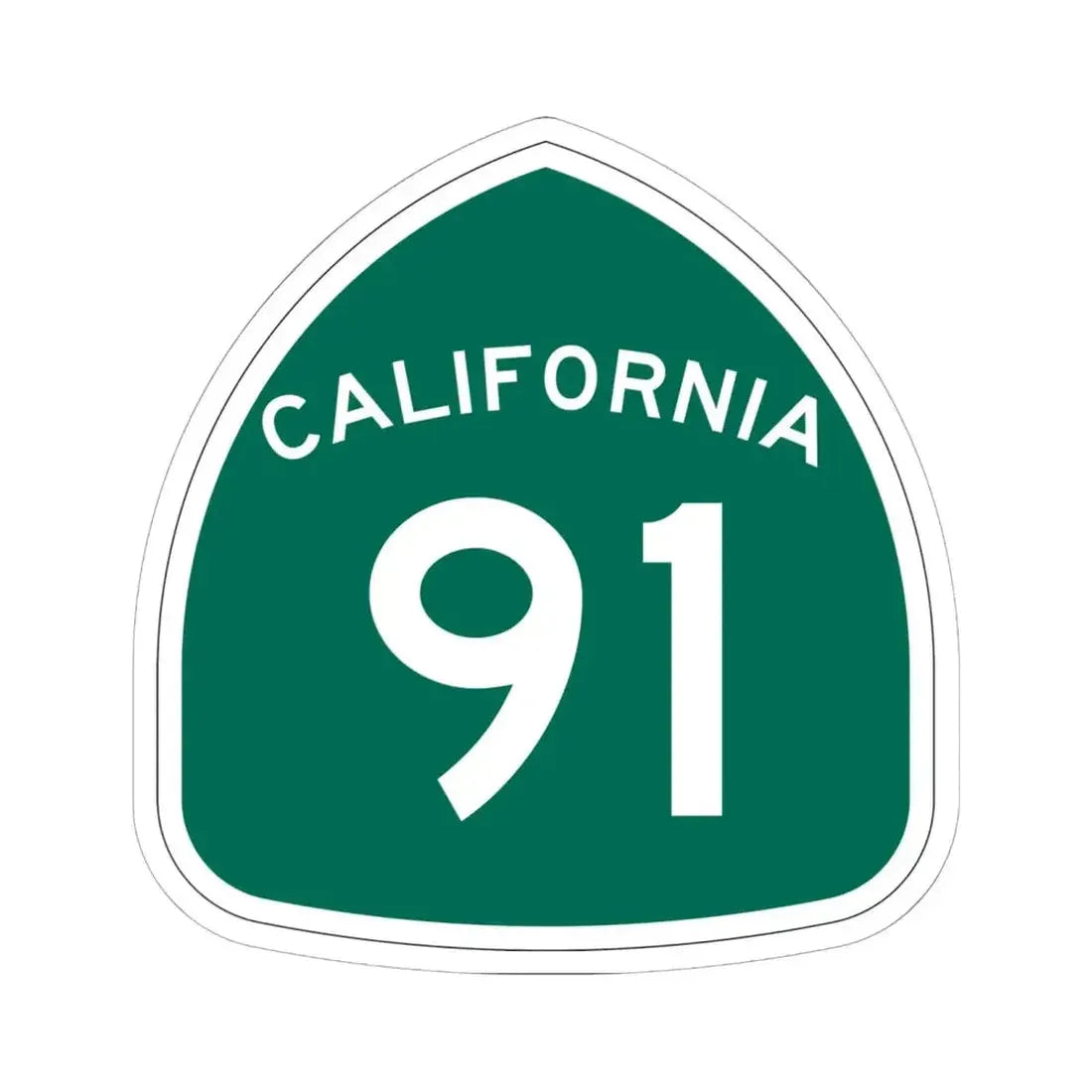 California 91 (California) (Road Sign) STICKER Vinyl Kiss-Cut Decal 6 Inch White - The Sticker Space