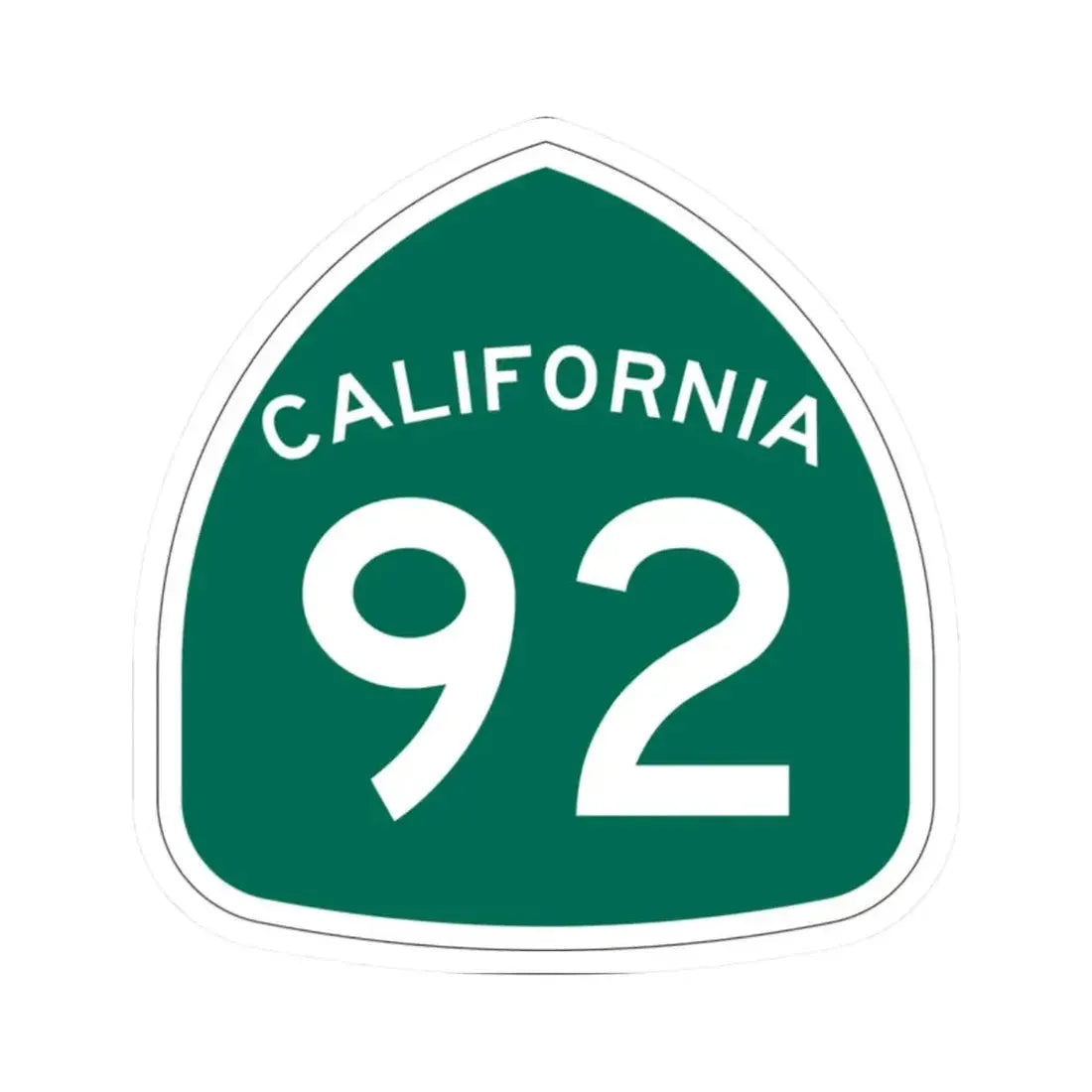 California 92 (California) (Road Sign) STICKER Vinyl Kiss-Cut Decal 2 Inch White - The Sticker Space