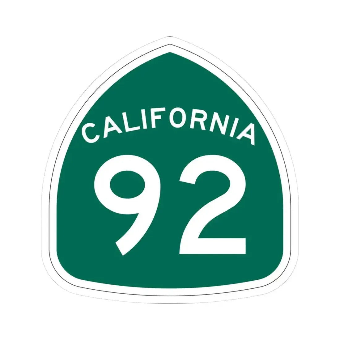 California 92 (California) (Road Sign) STICKER Vinyl Kiss-Cut Decal 3 Inch White - The Sticker Space