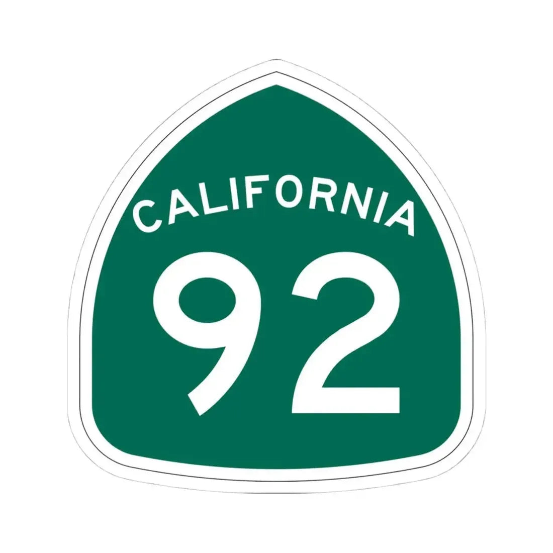 California 92 (California) (Road Sign) STICKER Vinyl Kiss-Cut Decal 4 Inch White - The Sticker Space