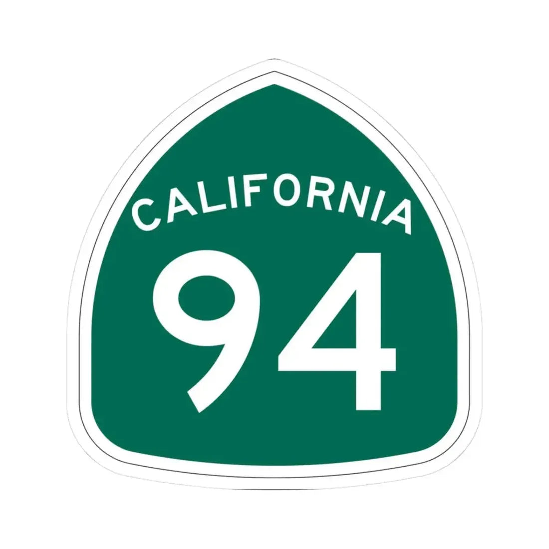 California 94 (California) (Road Sign) STICKER Vinyl Kiss-Cut Decal 3 Inch White - The Sticker Space