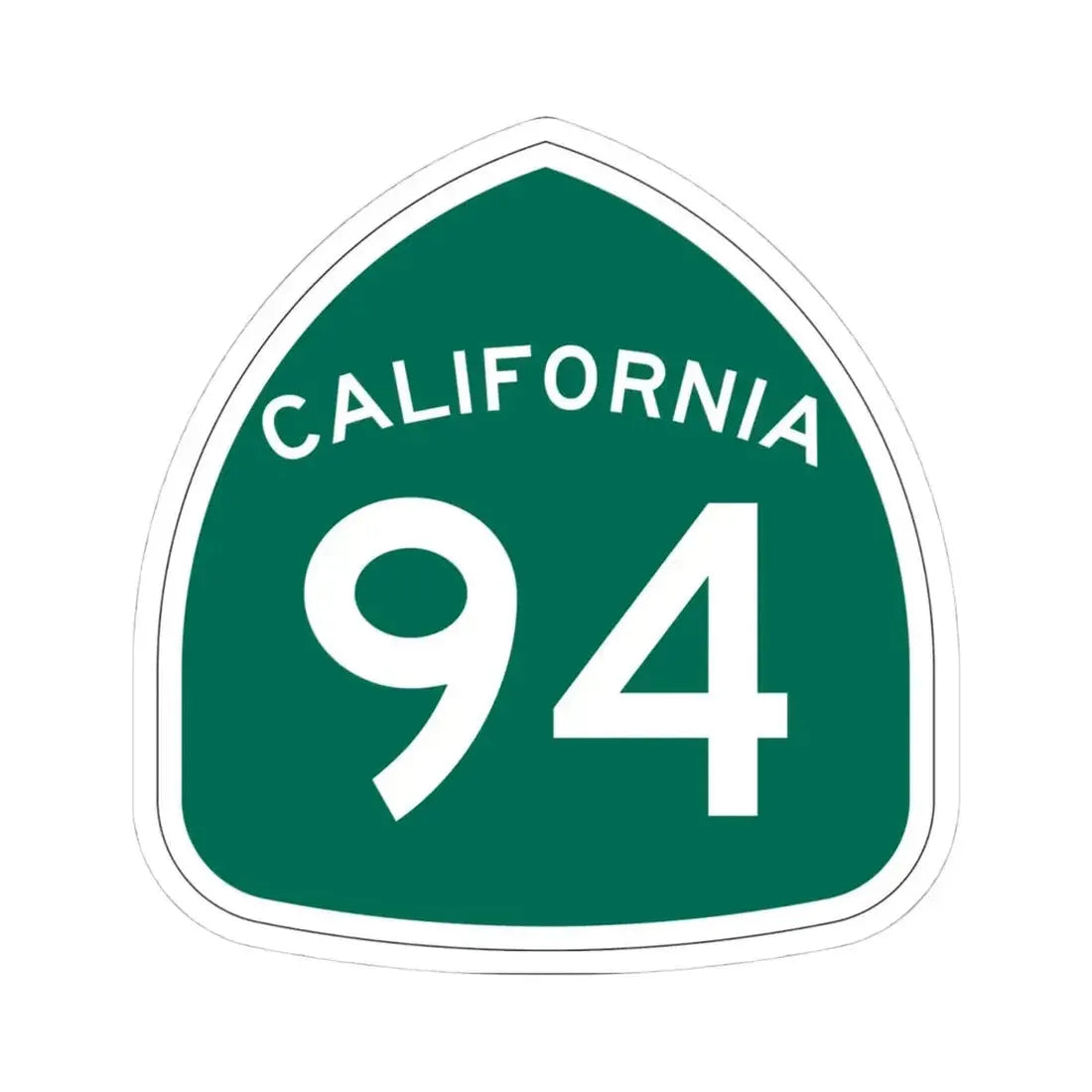 California 94 (California) (Road Sign) STICKER Vinyl Kiss-Cut Decal 4 Inch White - The Sticker Space