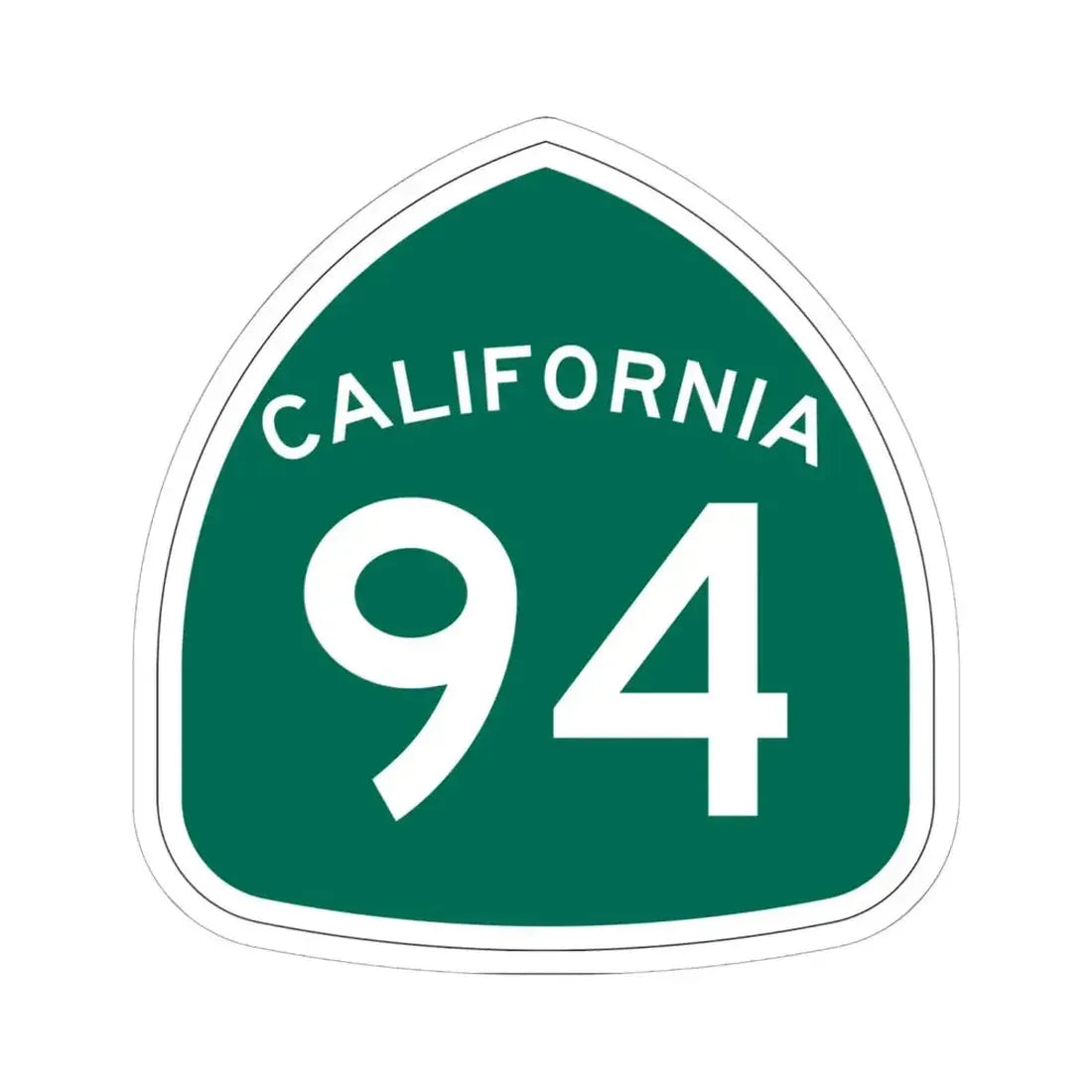California 94 (California) (Road Sign) STICKER Vinyl Kiss-Cut Decal 6 Inch White - The Sticker Space
