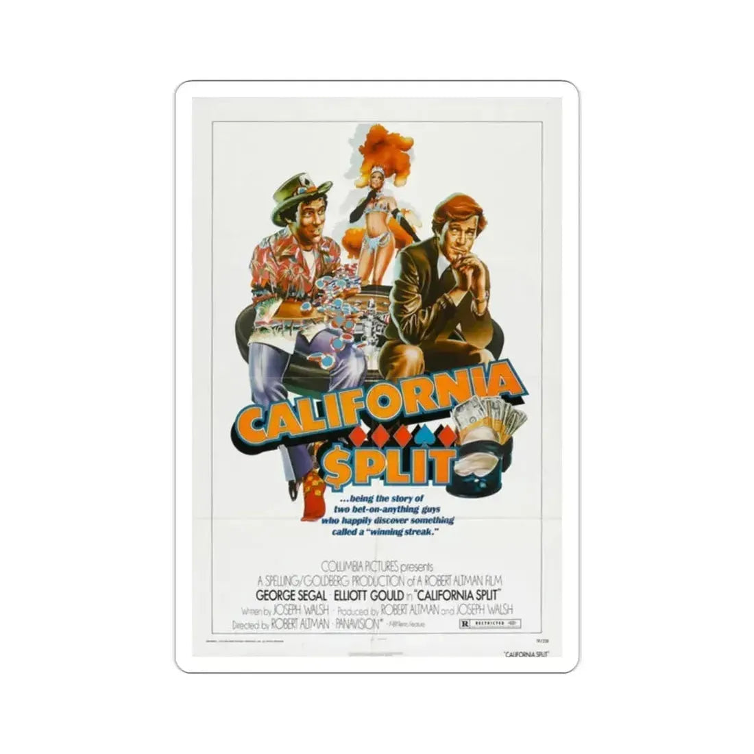 California Split 1974 Movie Poster STICKER Vinyl Die-Cut Decal 2 Inch - The Sticker Space