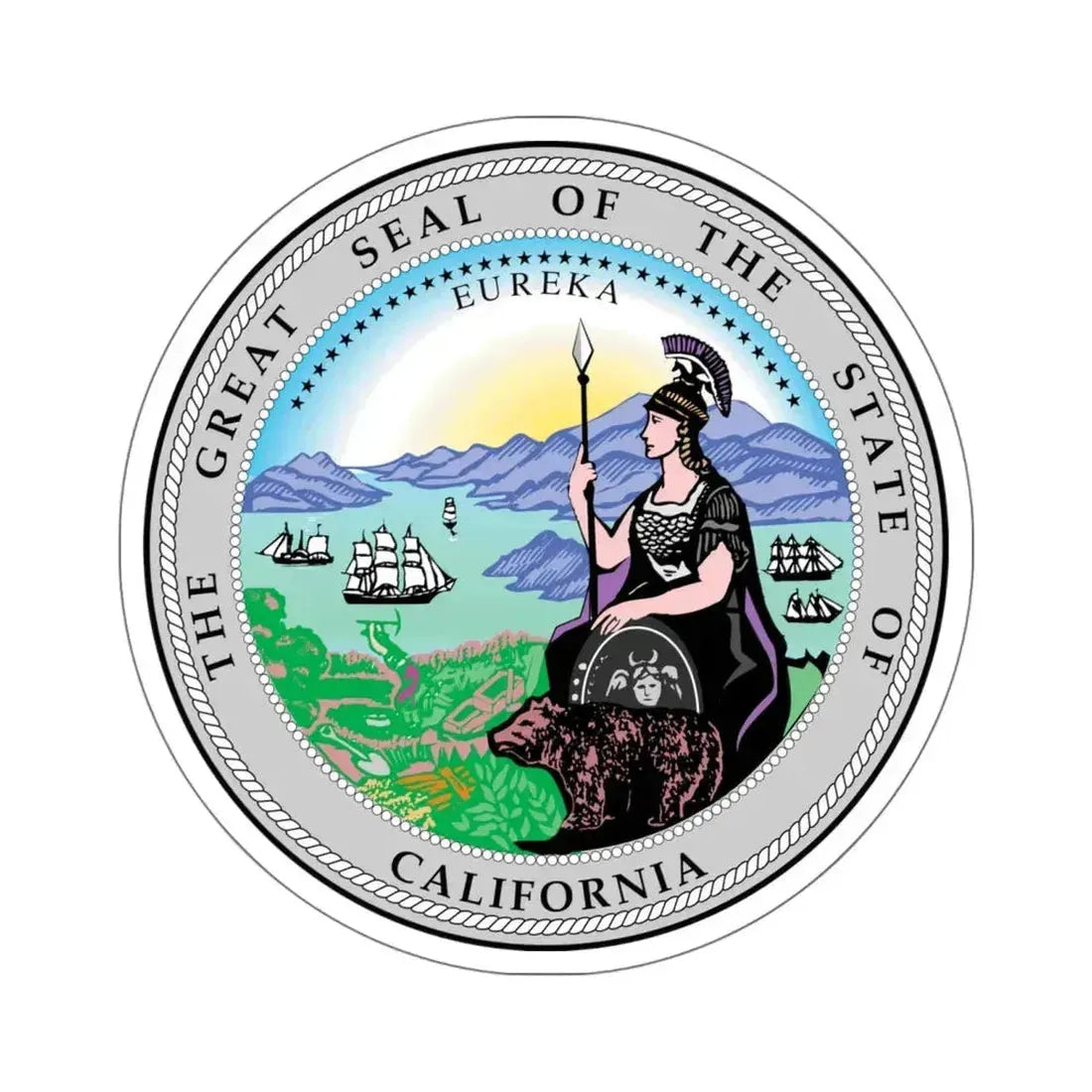 California State Seal - STICKER Vinyl Kiss-Cut Decal 6 Inch White - The Sticker Space