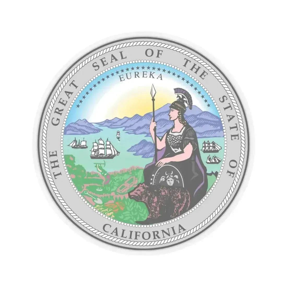 California State Seal (United States) STICKER Vinyl Kiss-Cut Decal 6 Inch Transparent - The Sticker Space