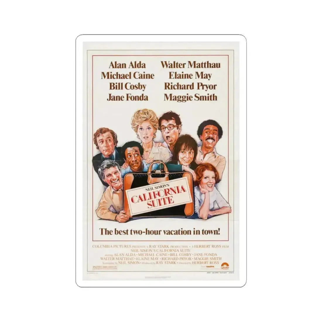 California Suite 1978 Movie Poster - STICKER Vinyl Kiss-Cut Decal 2 Inch White - The Sticker Space