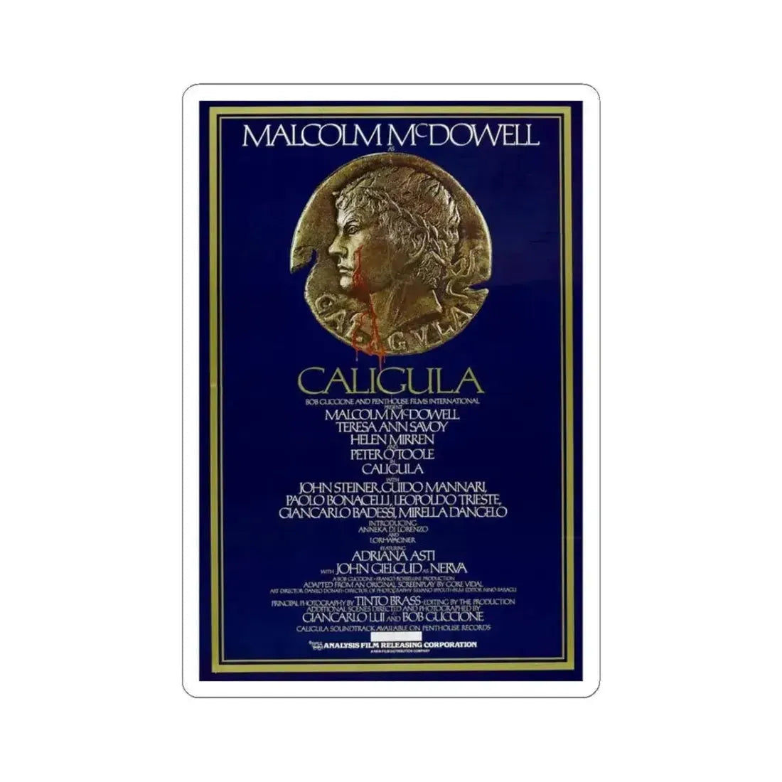 CALIGULA 1979 Movie Poster - STICKER Vinyl Kiss-Cut Decal 3 Inch White - The Sticker Space