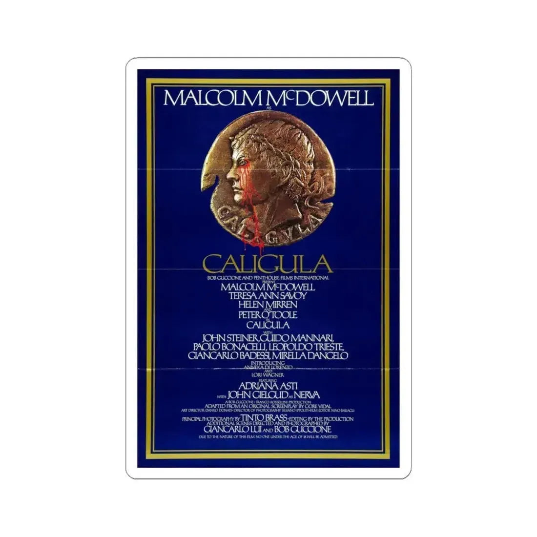 Caligula 1980 Movie Poster - STICKER Vinyl Kiss-Cut Decal 4 Inch White - The Sticker Space