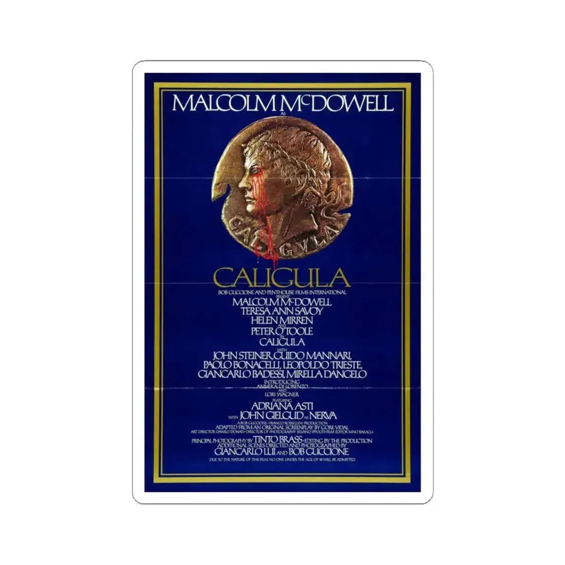 Caligula 1980 Movie Poster - STICKER Vinyl Kiss-Cut Decal 6 Inch White - The Sticker Space