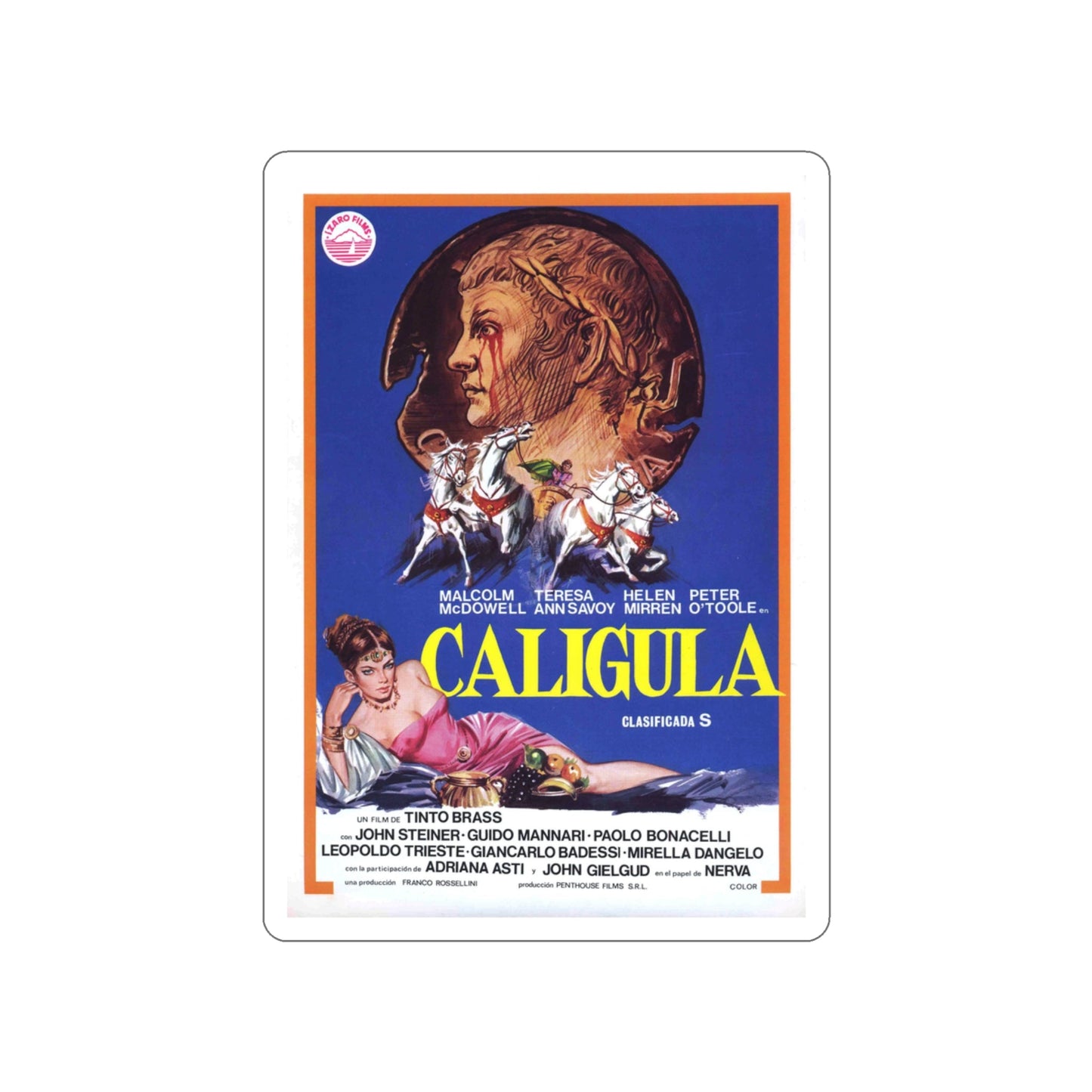 CALIGULA (2) 1979 Movie Poster STICKER Vinyl Die-Cut Decal-3 Inch-The Sticker Space