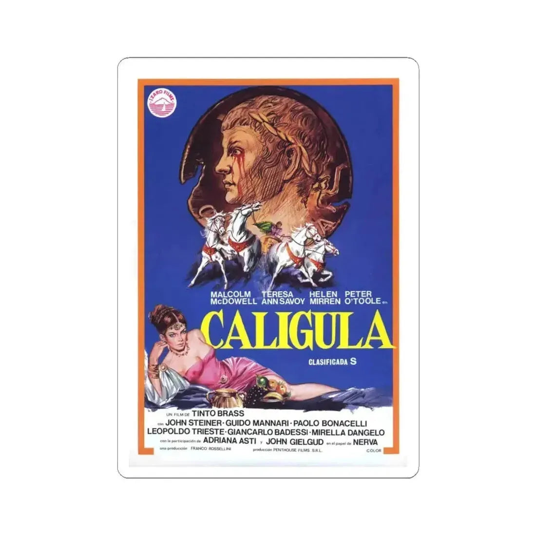 CALIGULA (2) 1979 Movie Poster - STICKER Vinyl Kiss-Cut Decal 6 Inch White - The Sticker Space