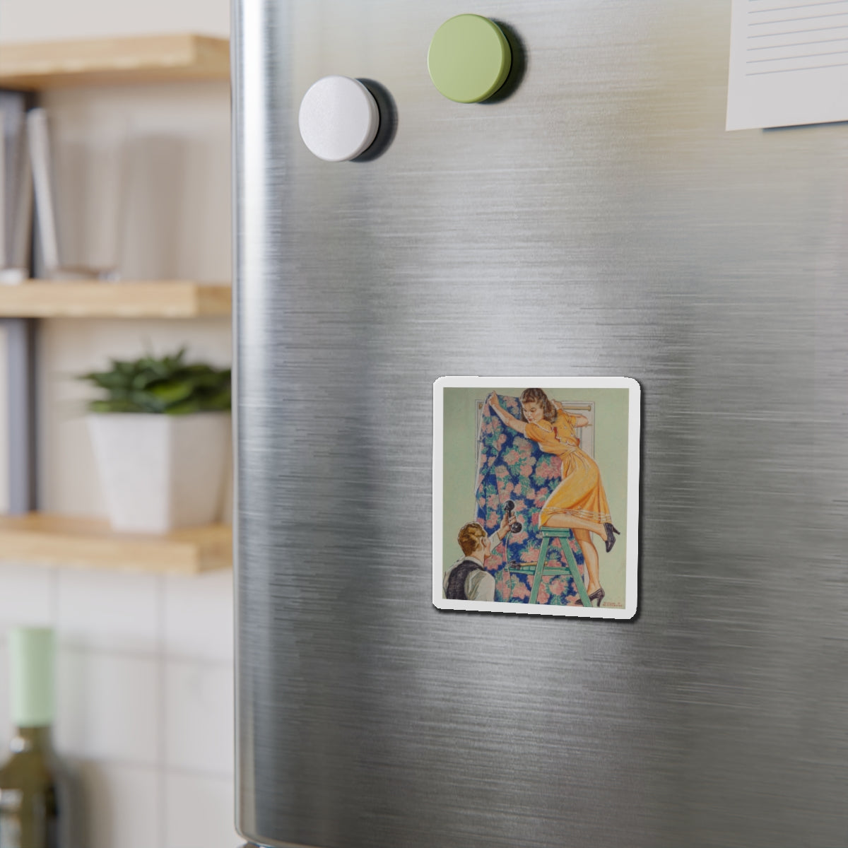 Call for You (Magazine Illustration) Refrigerator Magnet-The Sticker Space