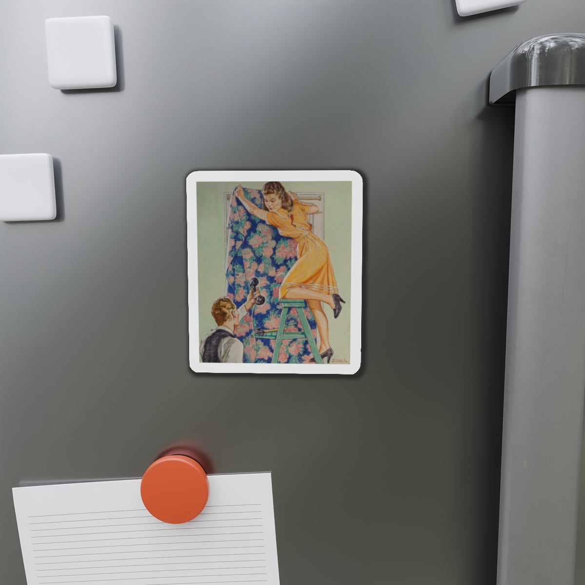 Call for You (Magazine Illustration) Refrigerator Magnet-The Sticker Space