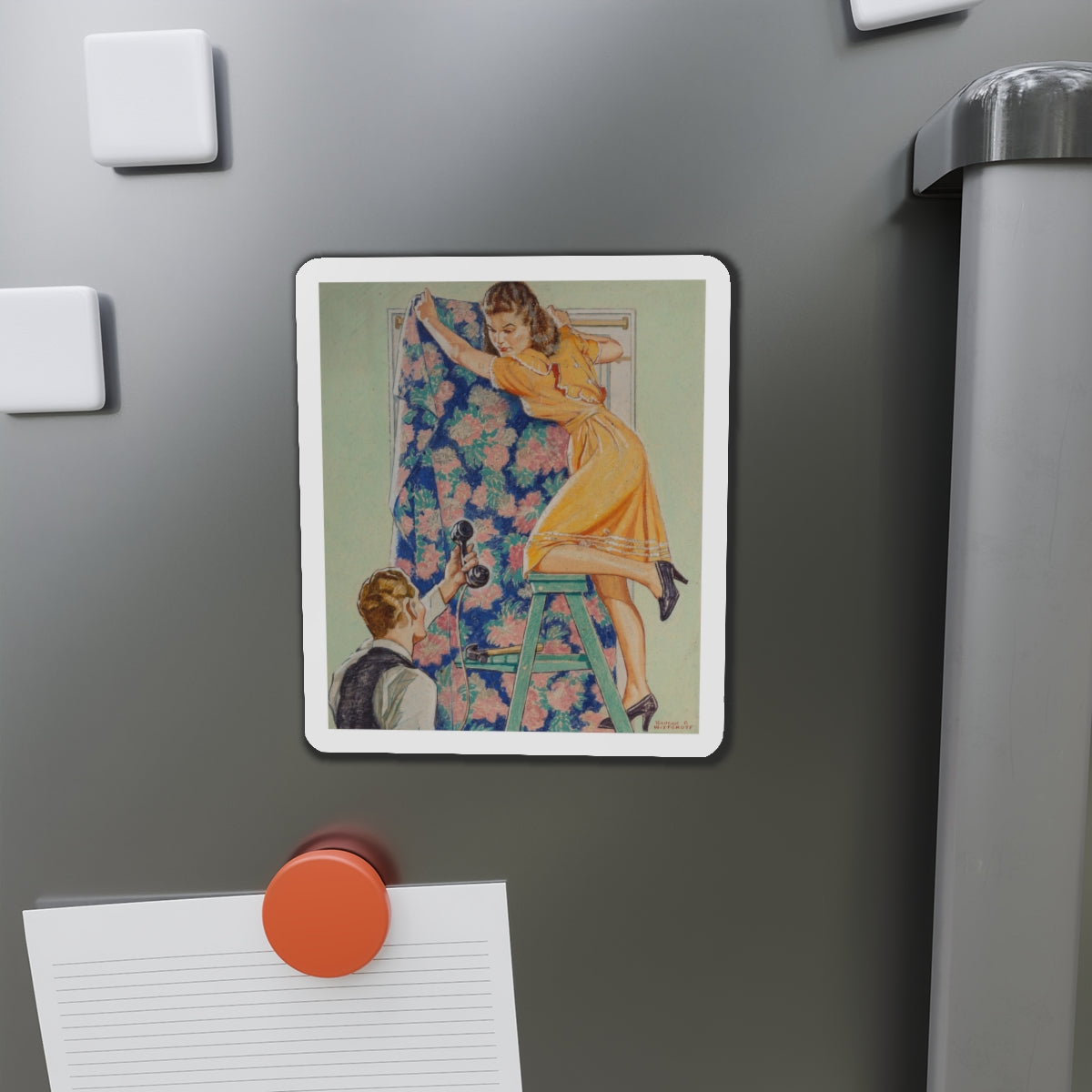 Call for You (Magazine Illustration) Refrigerator Magnet-The Sticker Space