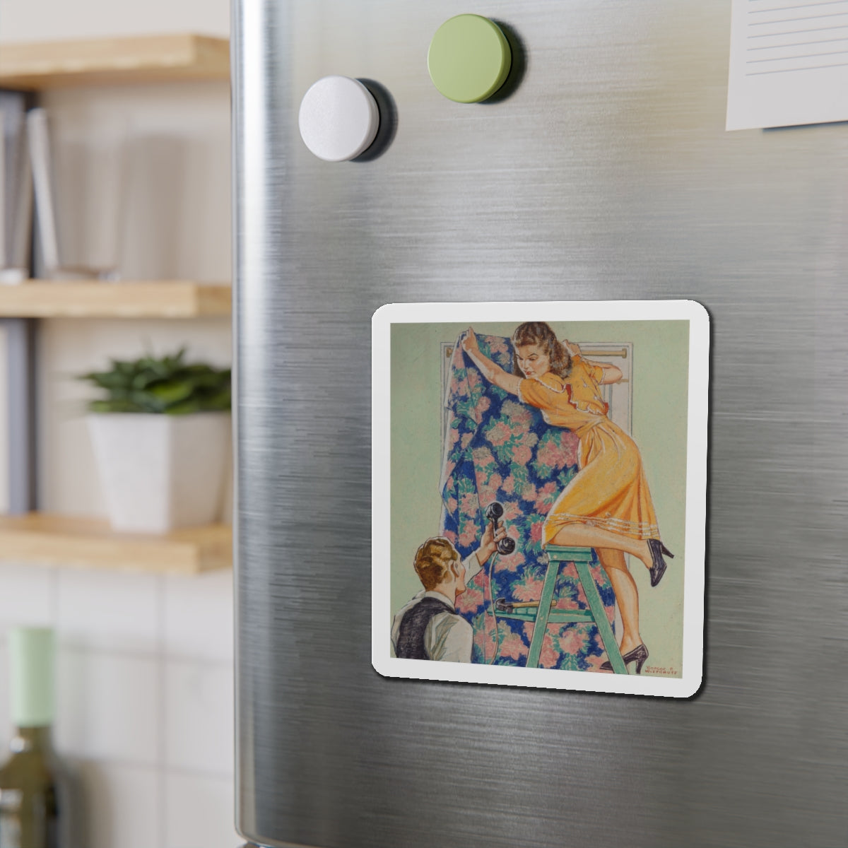 Call for You (Magazine Illustration) Refrigerator Magnet-The Sticker Space