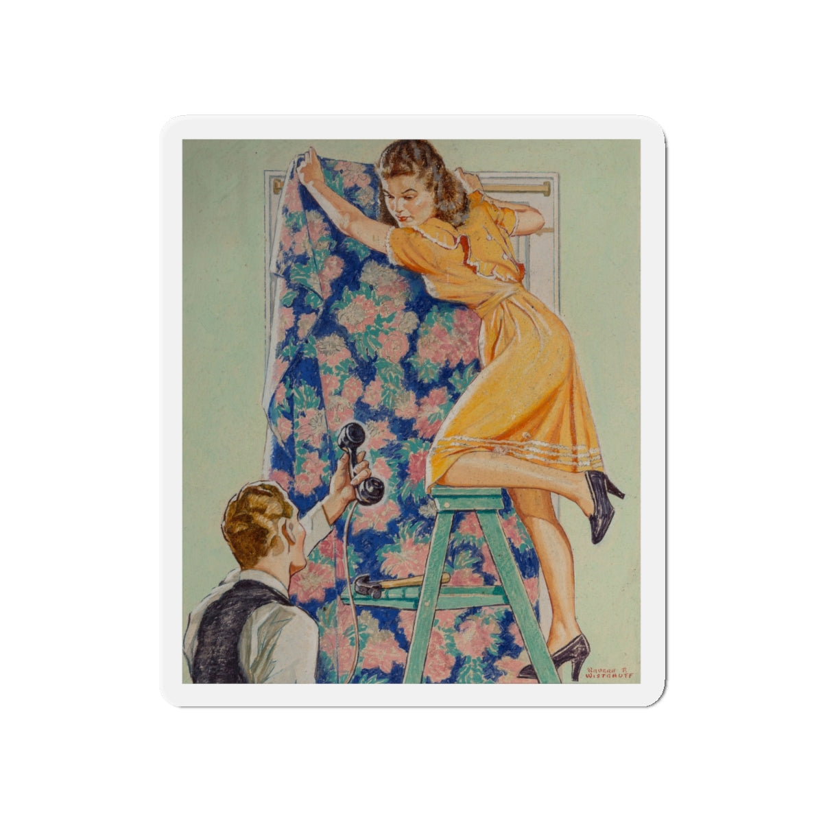 Call for You (Magazine Illustration) Refrigerator Magnet-4" x 4"-The Sticker Space