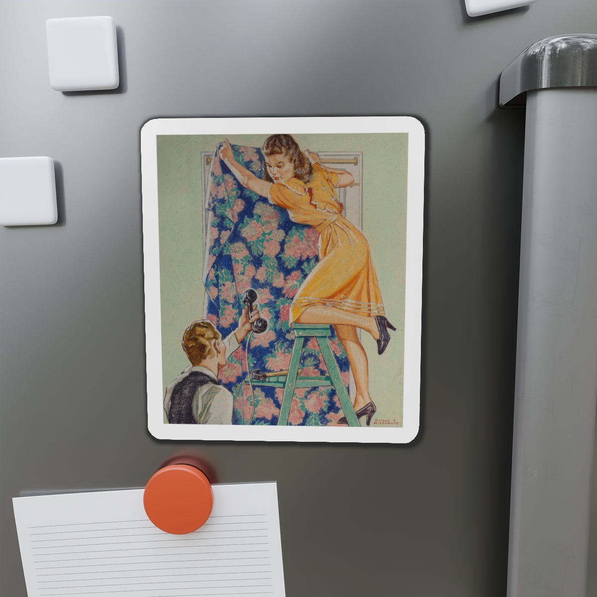 Call for You (Magazine Illustration) Refrigerator Magnet-The Sticker Space