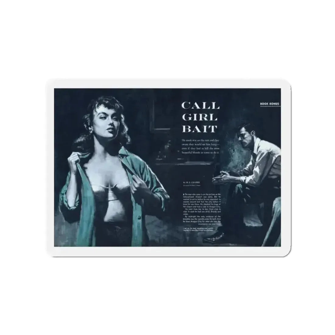 Call Girl Bait, Male magazine, February 1957 (Magazine Illustration) Refrigerator Magnet - The Sticker Space
