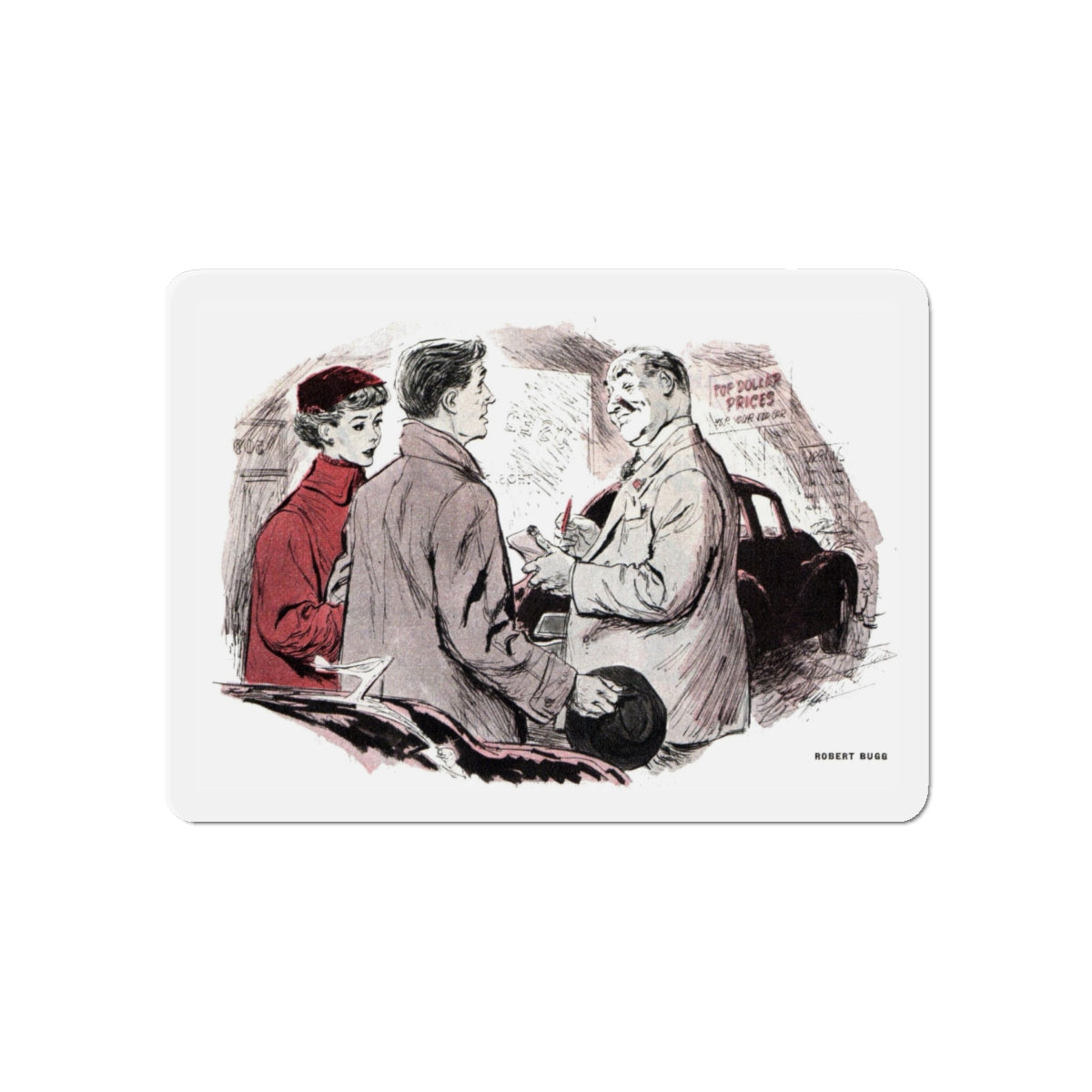 Call it Even, Collier's, March 15, 1952 (Magazine Illustration) Refrigerator Magnet-6 × 6"-The Sticker Space